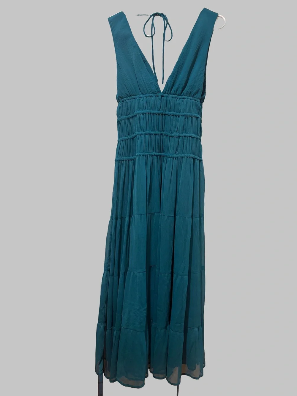 Teal blue/green V-Neck flowy Maxi Dress - Casual Elegant